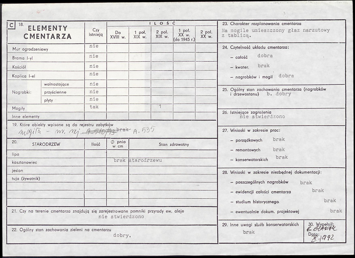 Karta cmentarza, skan nr 2