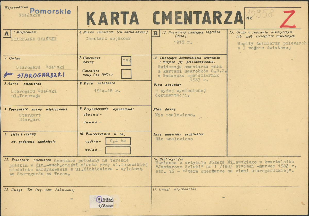 KC - Karta cmentarza, skan nr 1