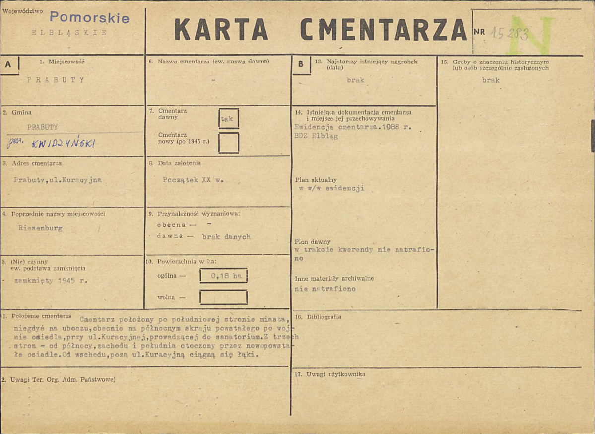 Karta cmentarza, skan nr 1