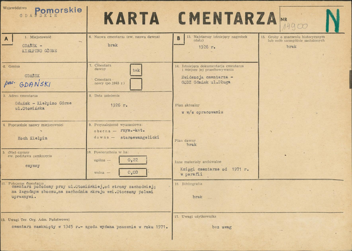 KC - Karta cmentarza, skan nr 1