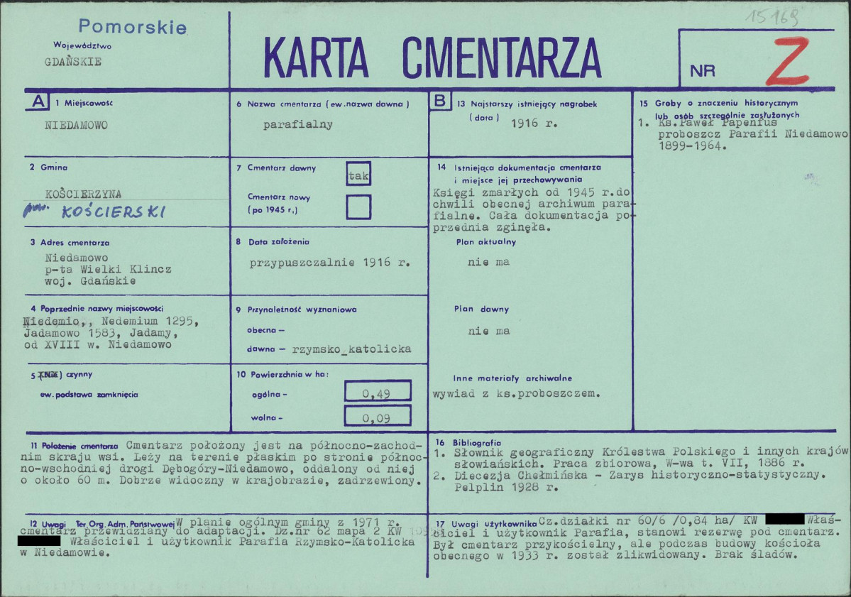 KC - Karta cmentarza, skan nr 1