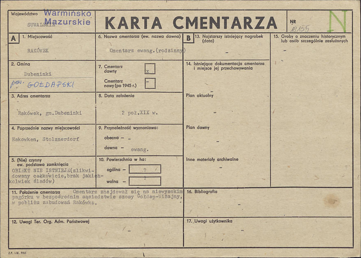 KC - Karta cmentarza, skan nr 1