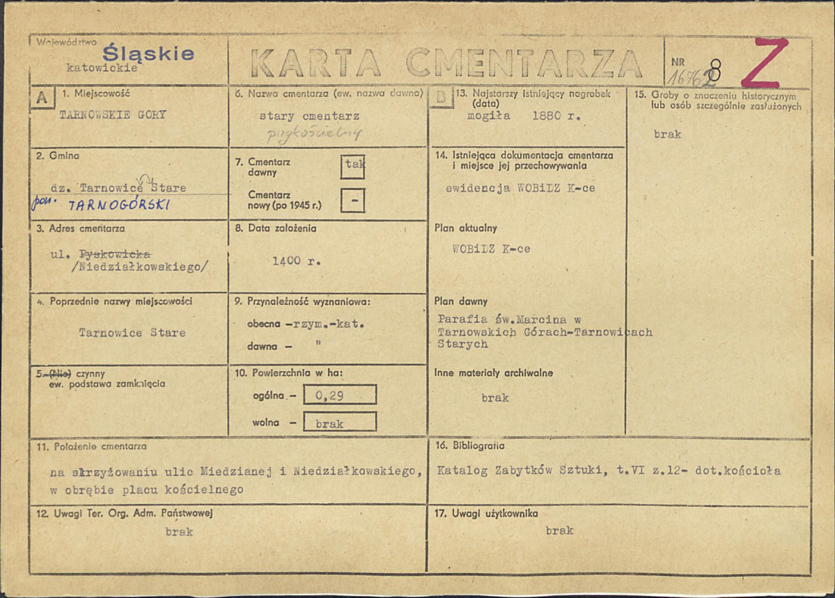 KC - Karta cmentarza, skan nr 1