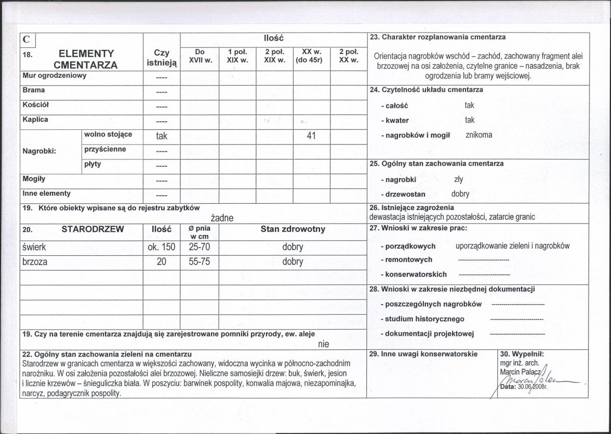 Karta cmentarza, skan nr 2