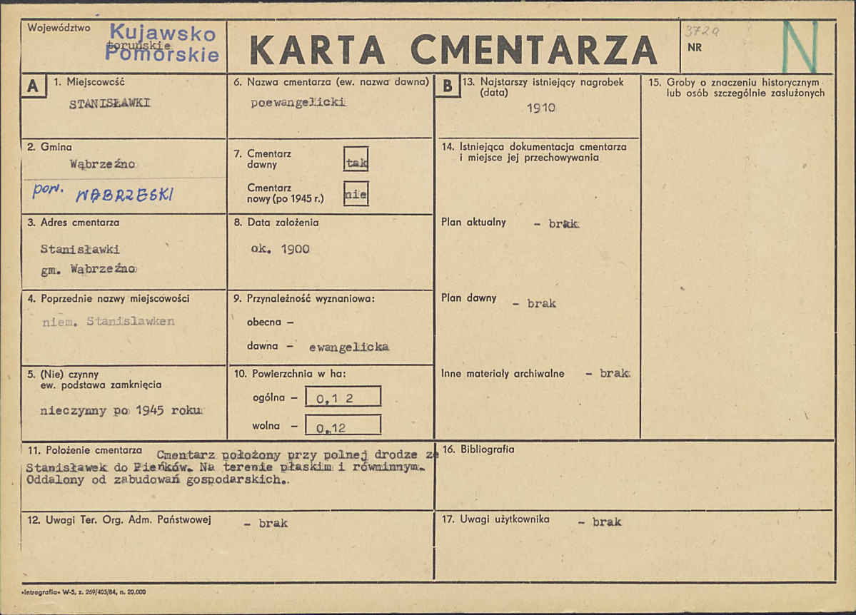 KC - Karta cmentarza, skan nr 1