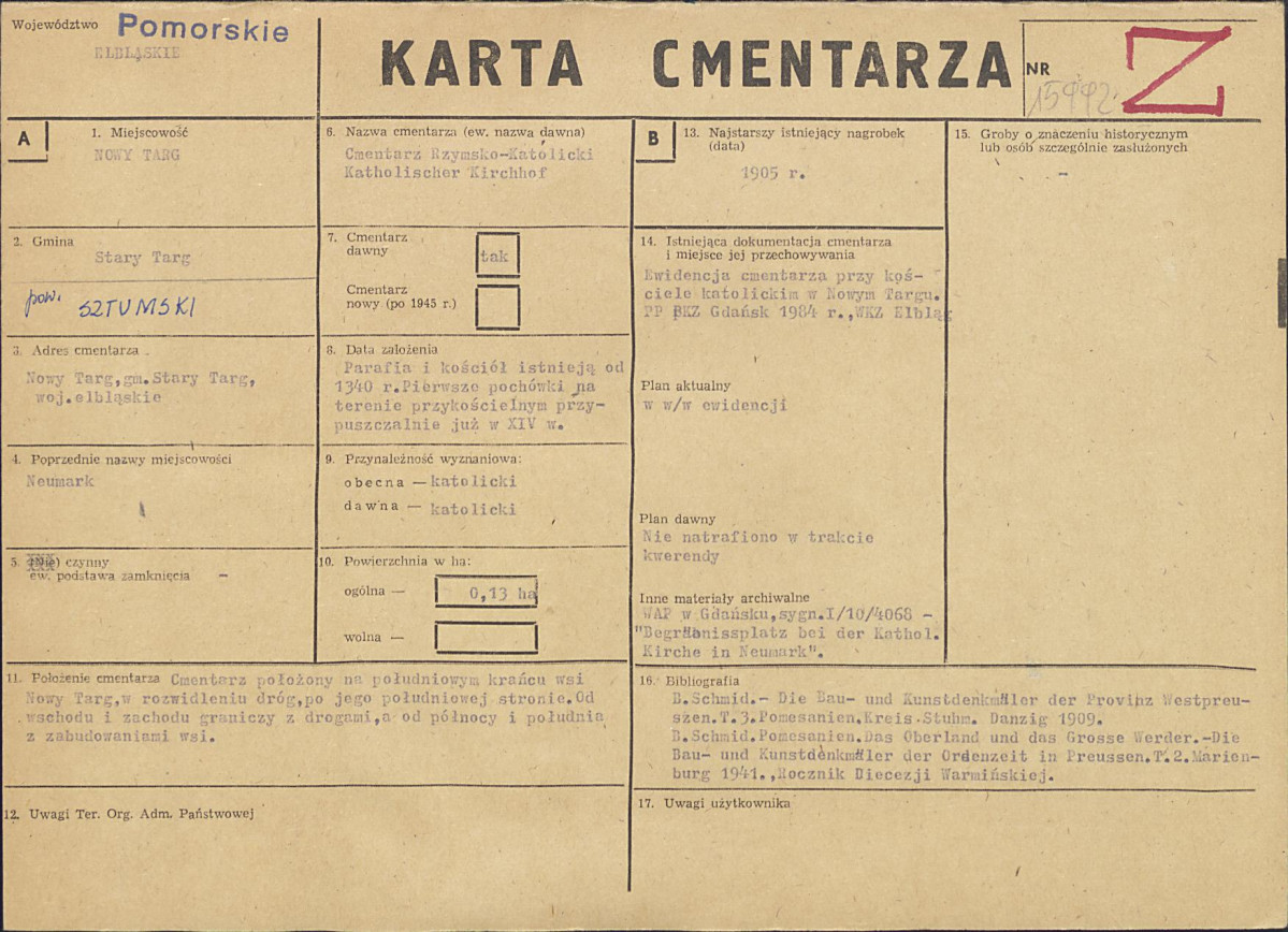 KC - Karta cmentarza, skan nr 1