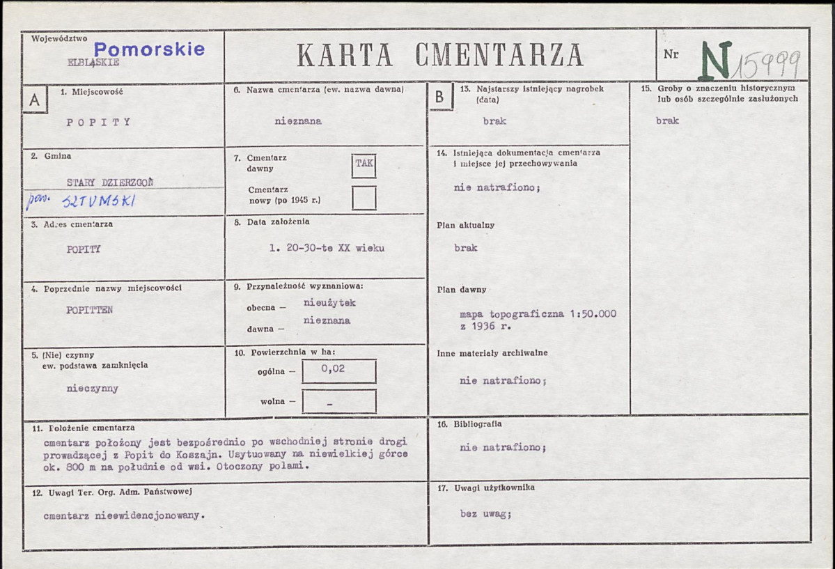 KC - Karta cmentarza, skan nr 1