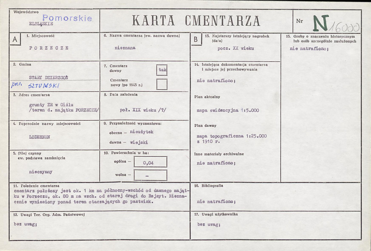 KC - Karta cmentarza, skan nr 1