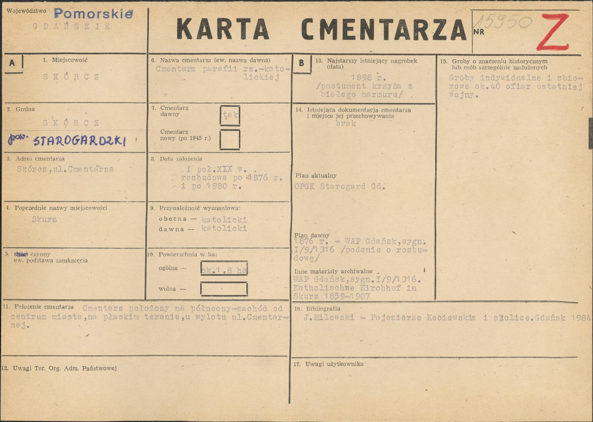 KC - Karta cmentarza, skan nr 1