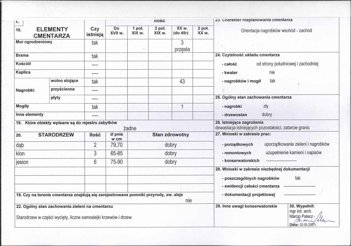Karta cmentarza, skan nr 2