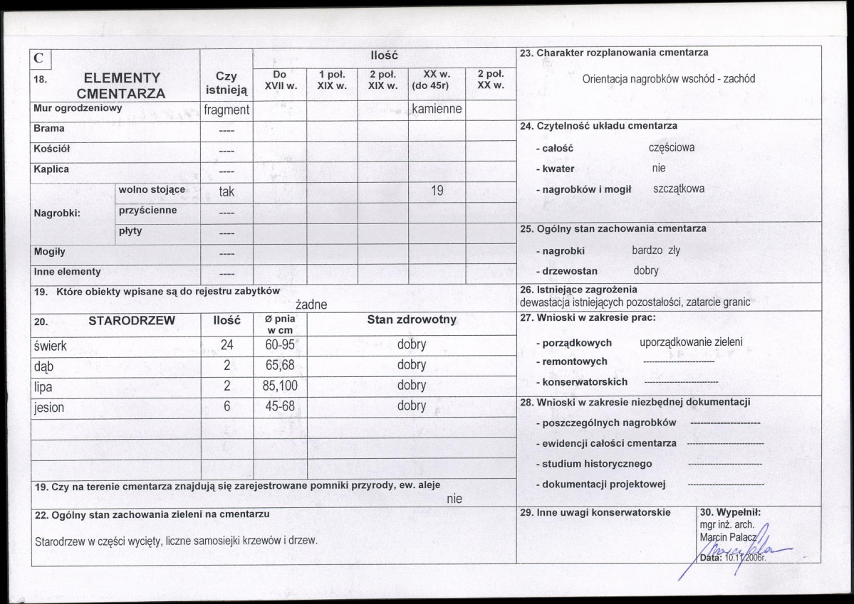 Karta cmentarza, skan nr 2