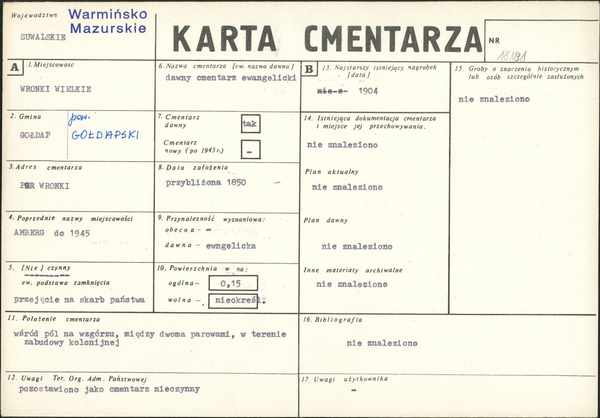 KC - Karta cmentarza, skan nr 1