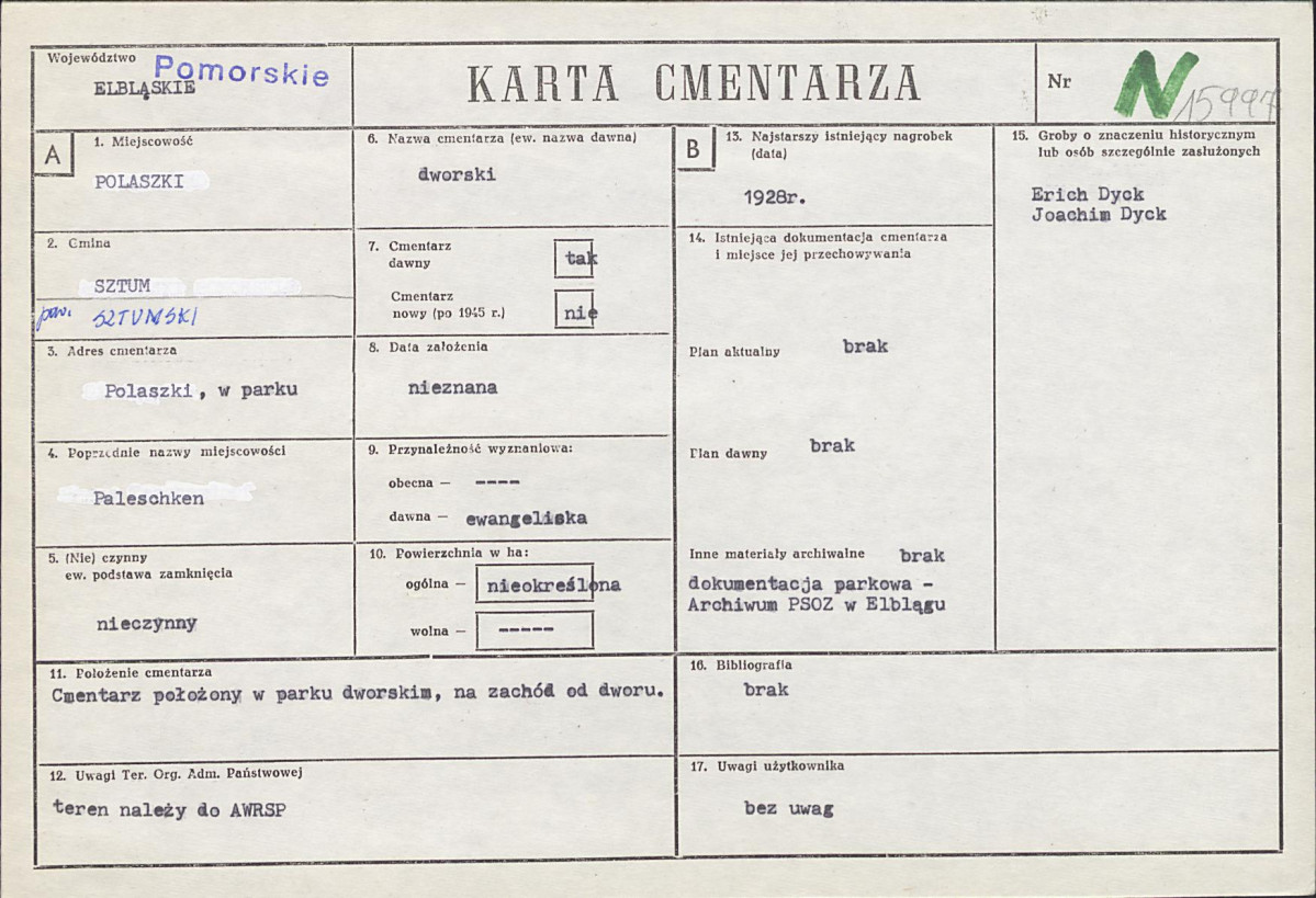 KC - Karta cmentarza, skan nr 1