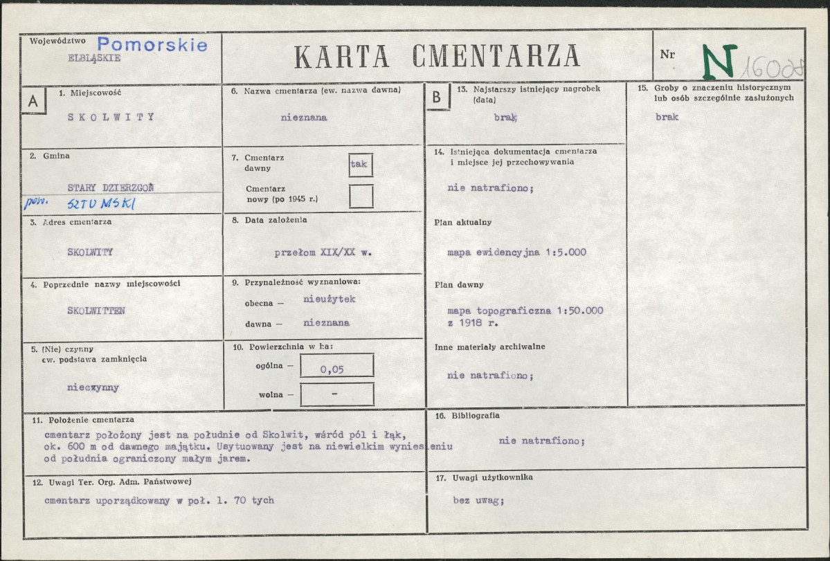 KC - Karta cmentarza, skan nr 1