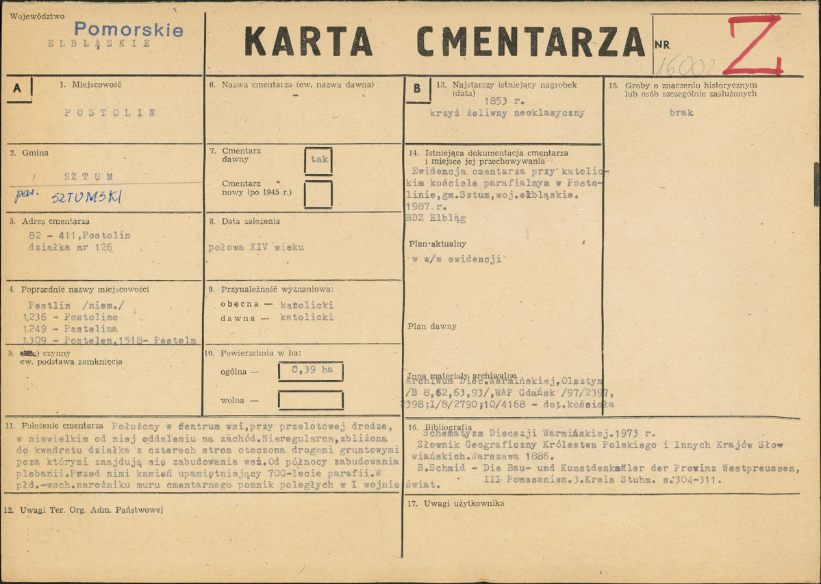 KC - Karta cmentarza, skan nr 1