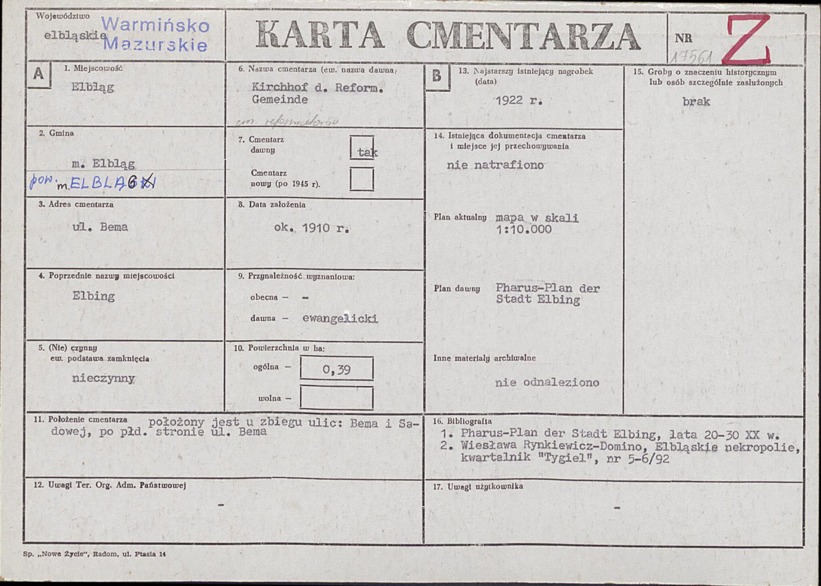 Karta cmentarza, skan nr 1
