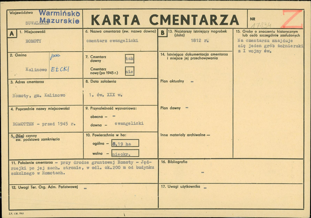 Karta cmentarza, skan nr 1