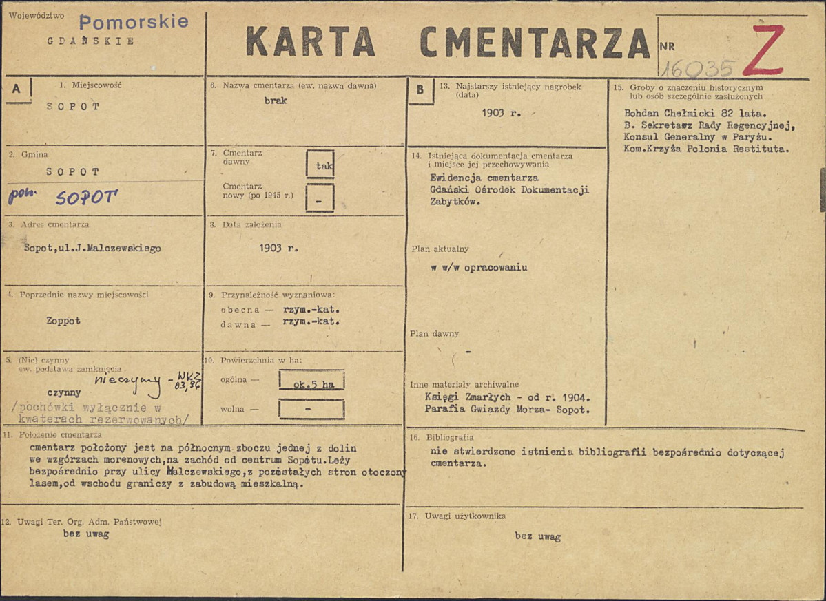 KC - Karta cmentarza, skan nr 1