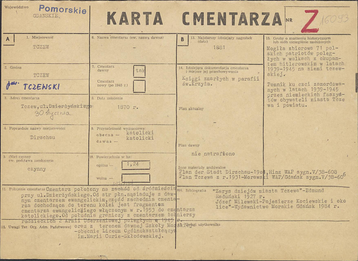KC - Karta cmentarza, skan nr 1