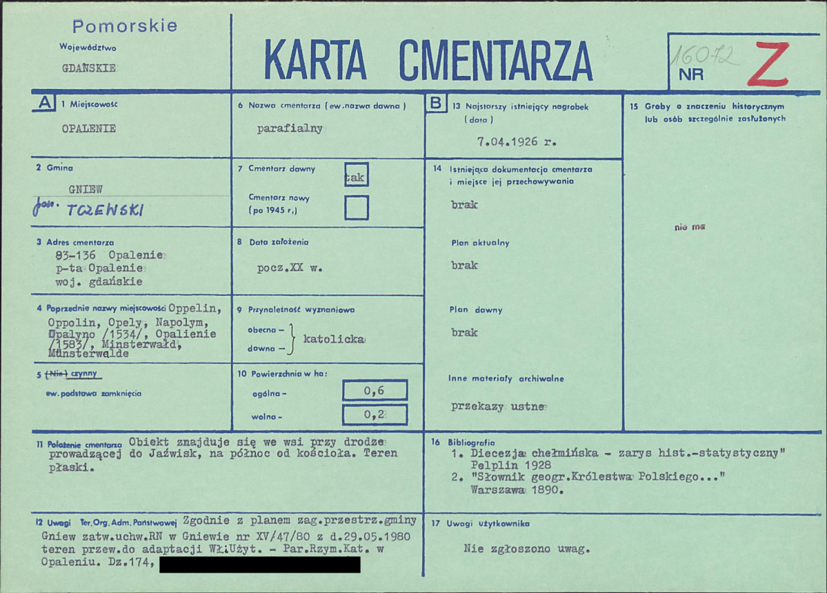 KC - Karta cmentarza, skan nr 1
