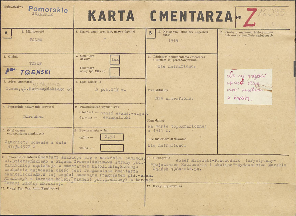 KC - Karta cmentarza, skan nr 1