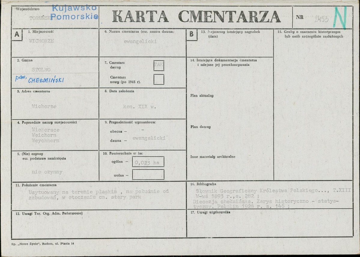 KC - Karta cmentarza, skan nr 1