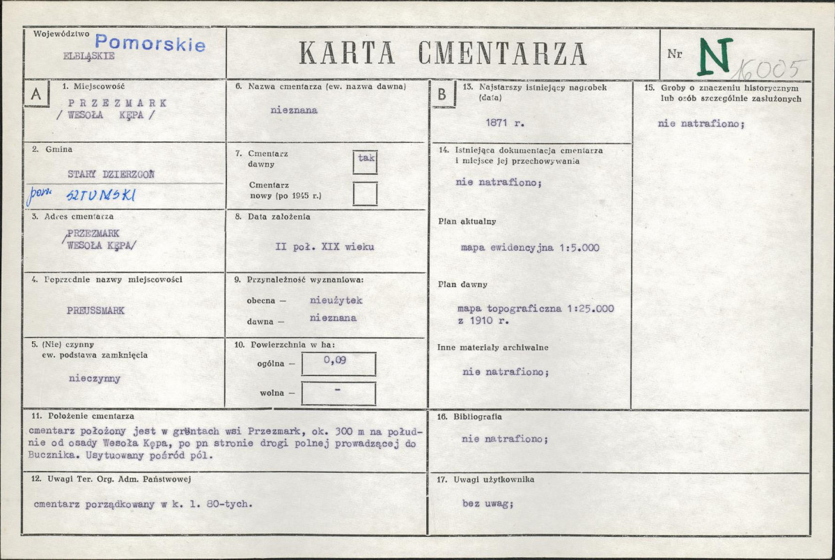 KC - Karta cmentarza, skan nr 1