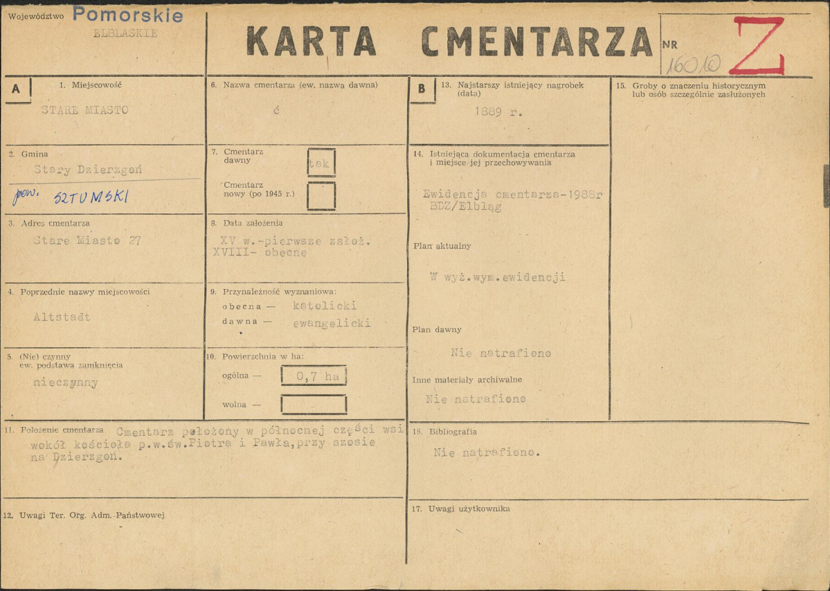 KC - Karta cmentarza, skan nr 1