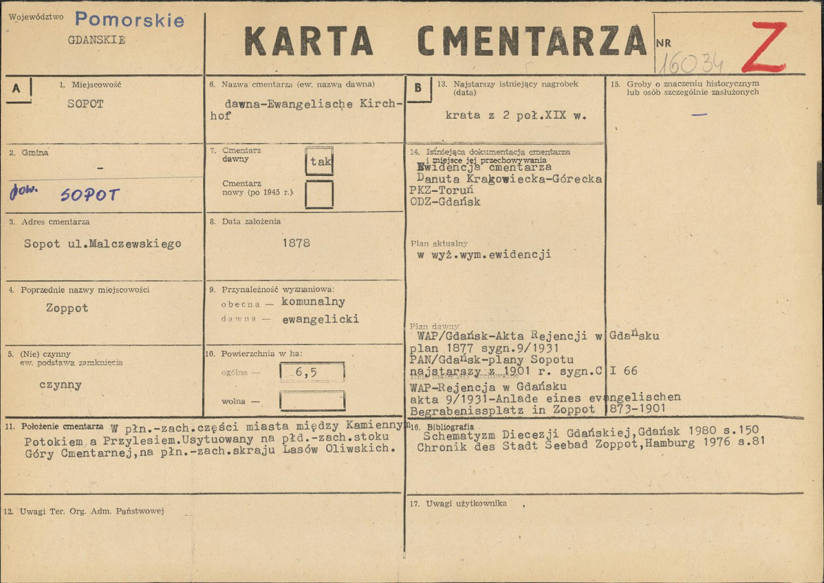 KC - Karta cmentarza, skan nr 1