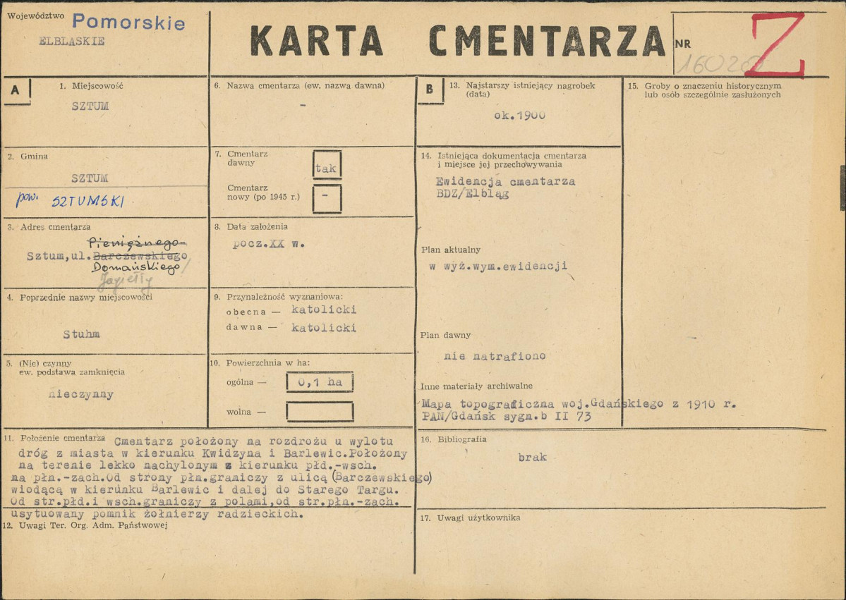 KC - Karta cmentarza, skan nr 1