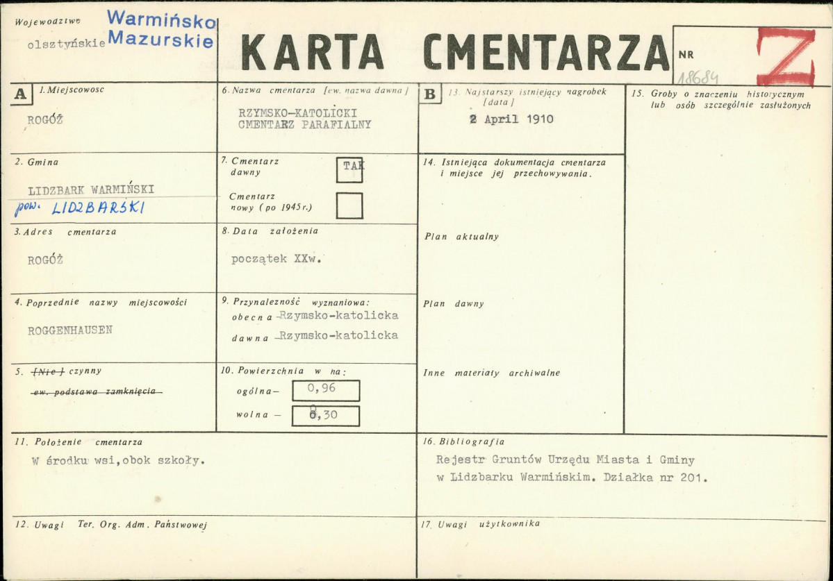 Karta cmentarza, skan nr 1