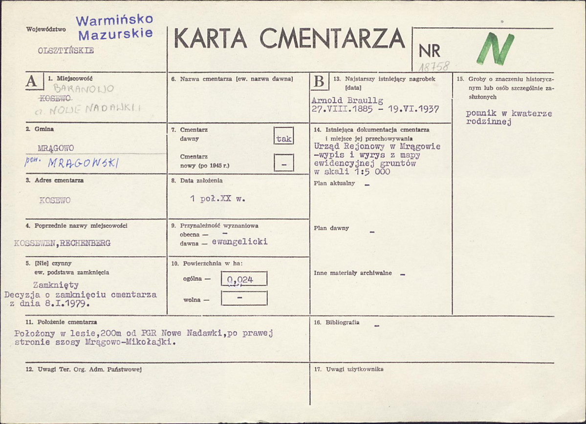 KC - Karta cmentarza, skan nr 1