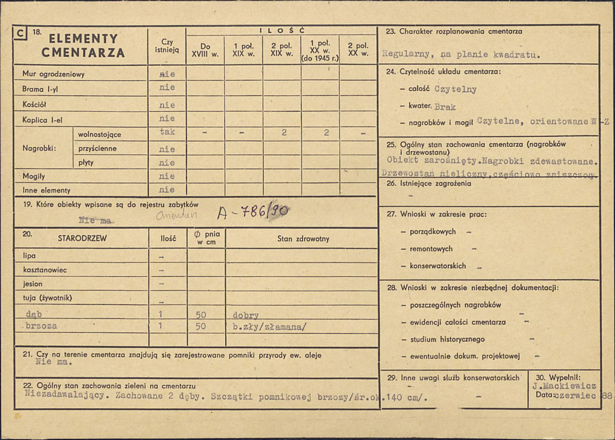 Karta cmentarza, skan nr 2