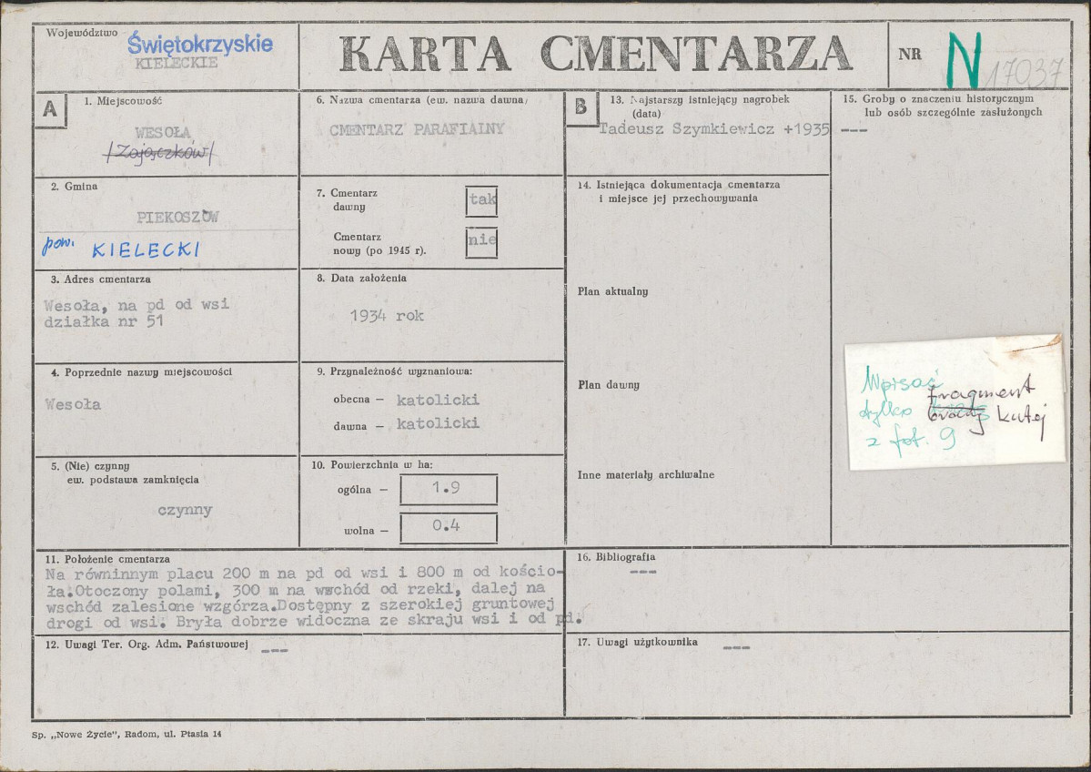 Karta cmentarza, skan nr 1