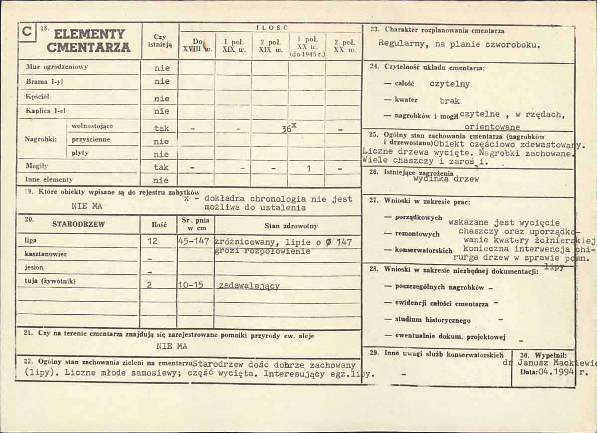 Karta cmentarza, skan nr 2