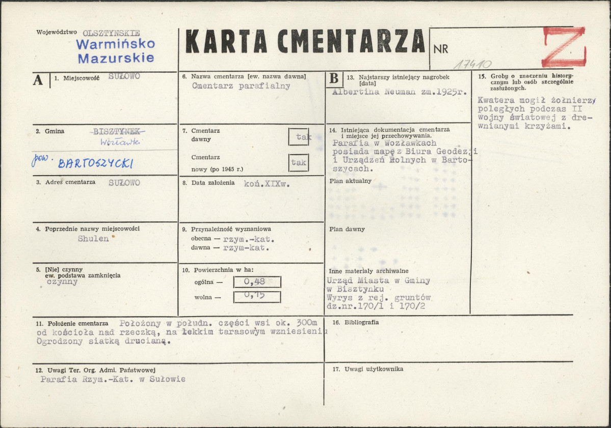 Karta cmentarza, skan nr 1