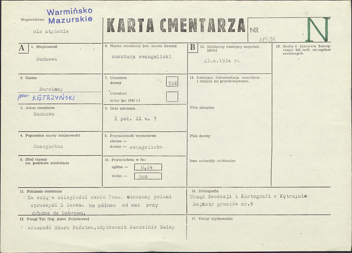 Karta cmentarza, skan nr 1