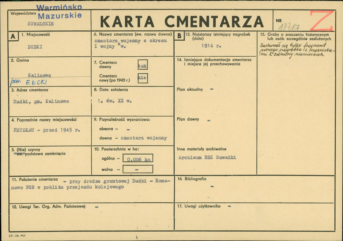 Karta cmentarza, skan nr 1