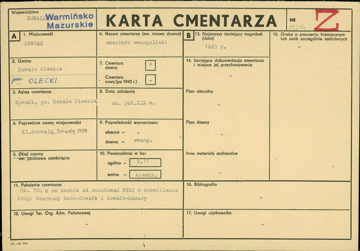 Karta cmentarza, skan nr 1