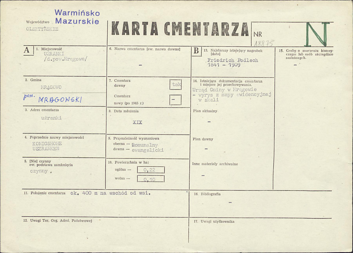 Karta cmentarza, skan nr 1