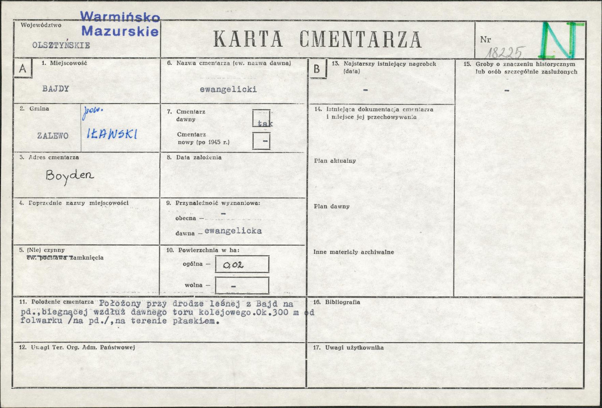 KC - Karta cmentarza, skan nr 1