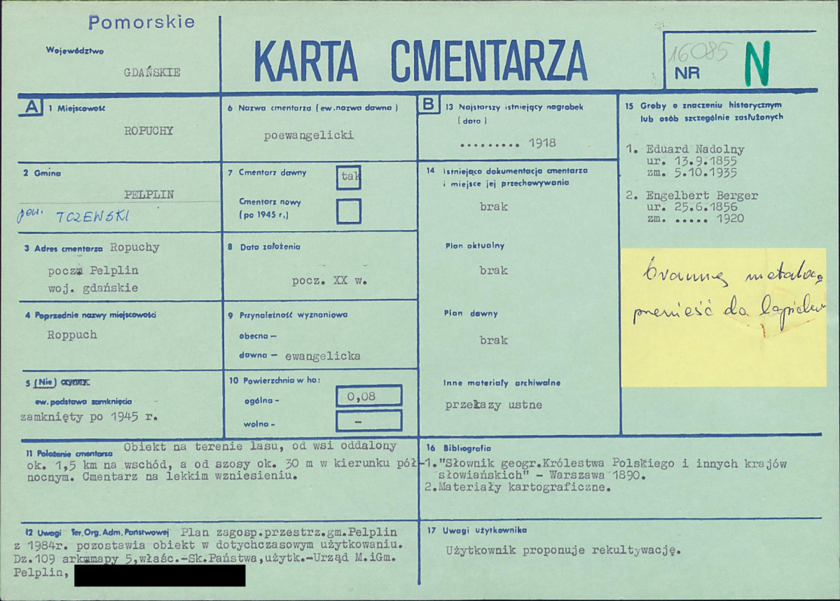 KC - Karta cmentarza, skan nr 1