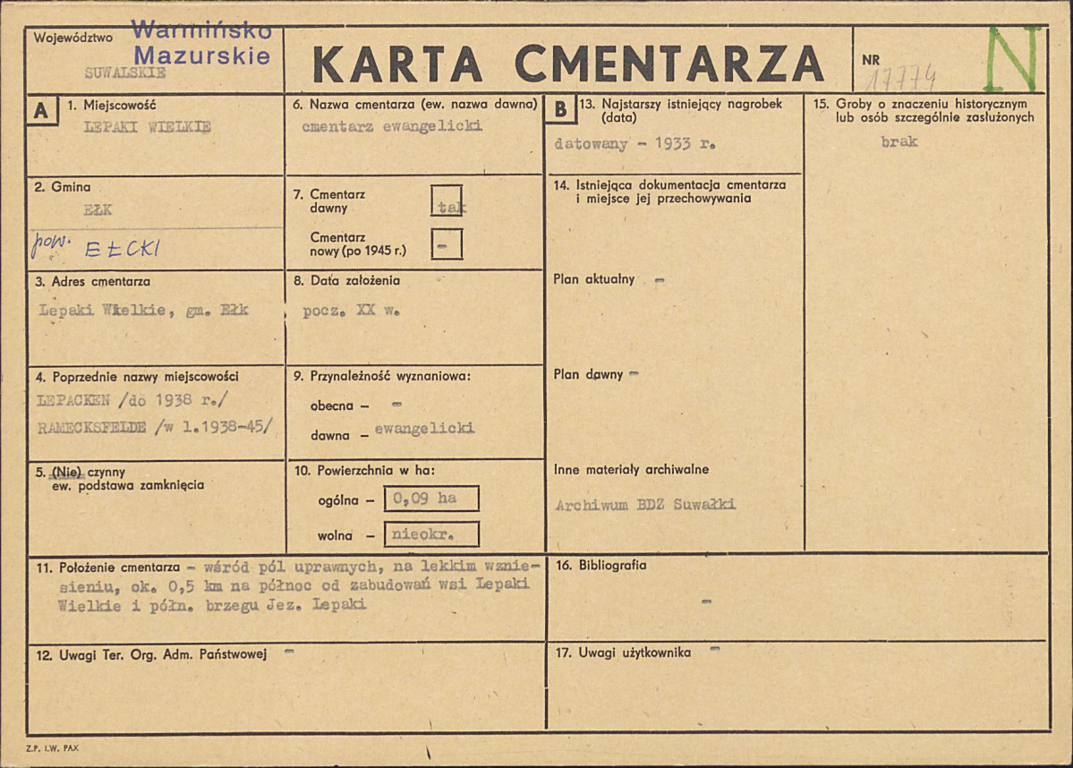 Karta cmentarza, skan nr 1