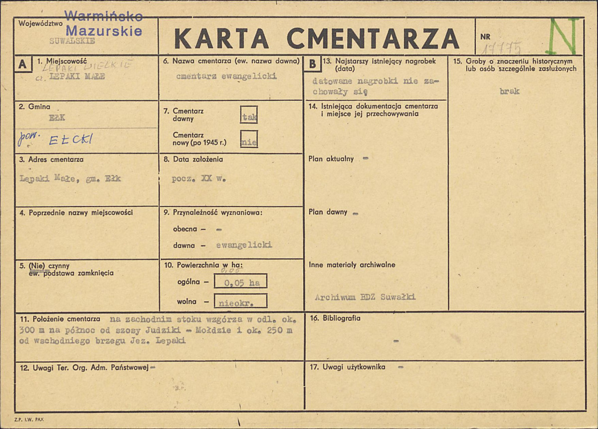 Karta cmentarza, skan nr 1