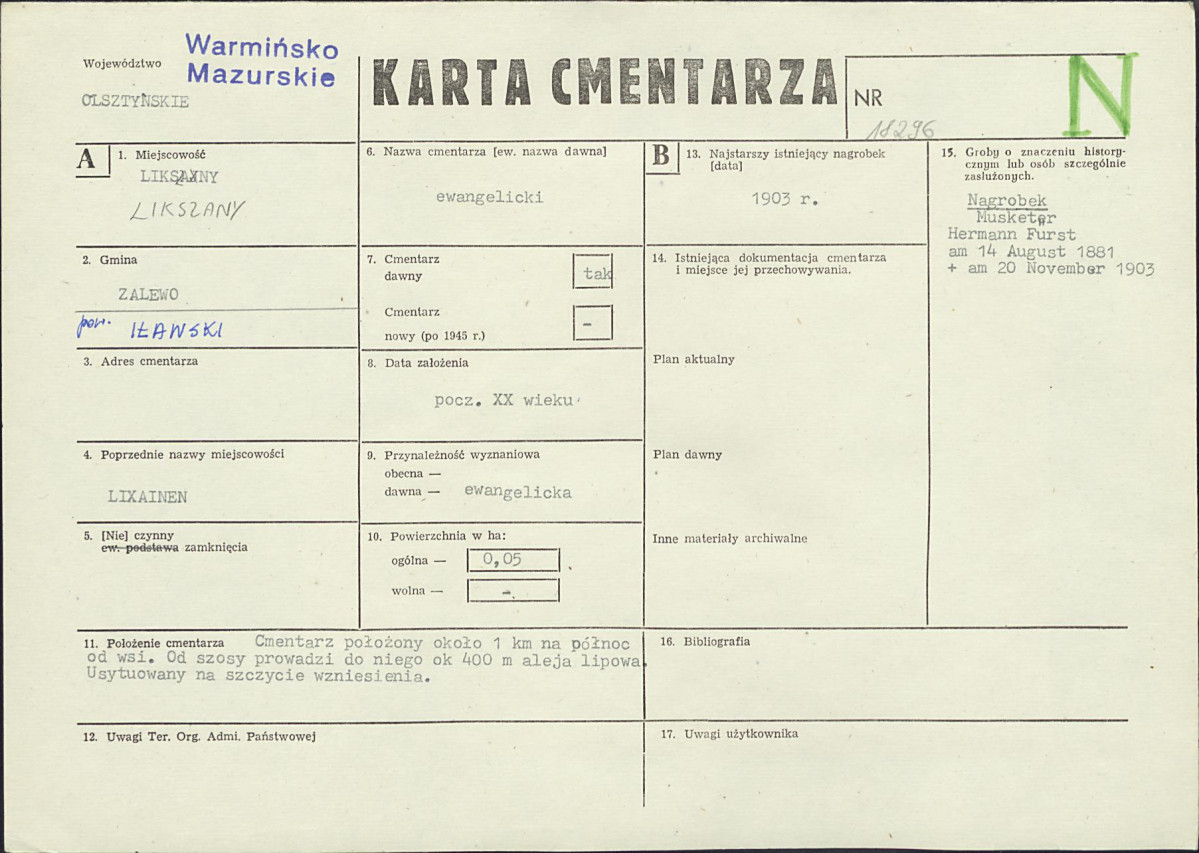 KC - Karta cmentarza, skan nr 1