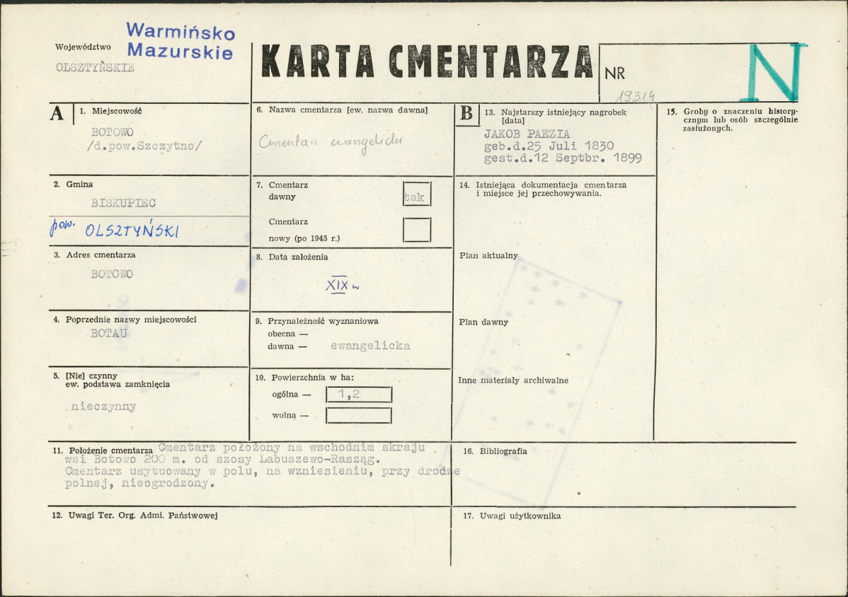 Karta cmentarza, skan nr 1