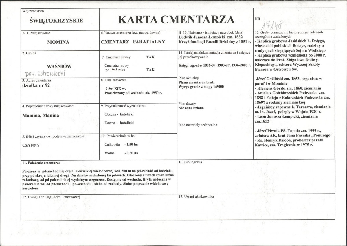 Karta cmentarza, skan nr 1