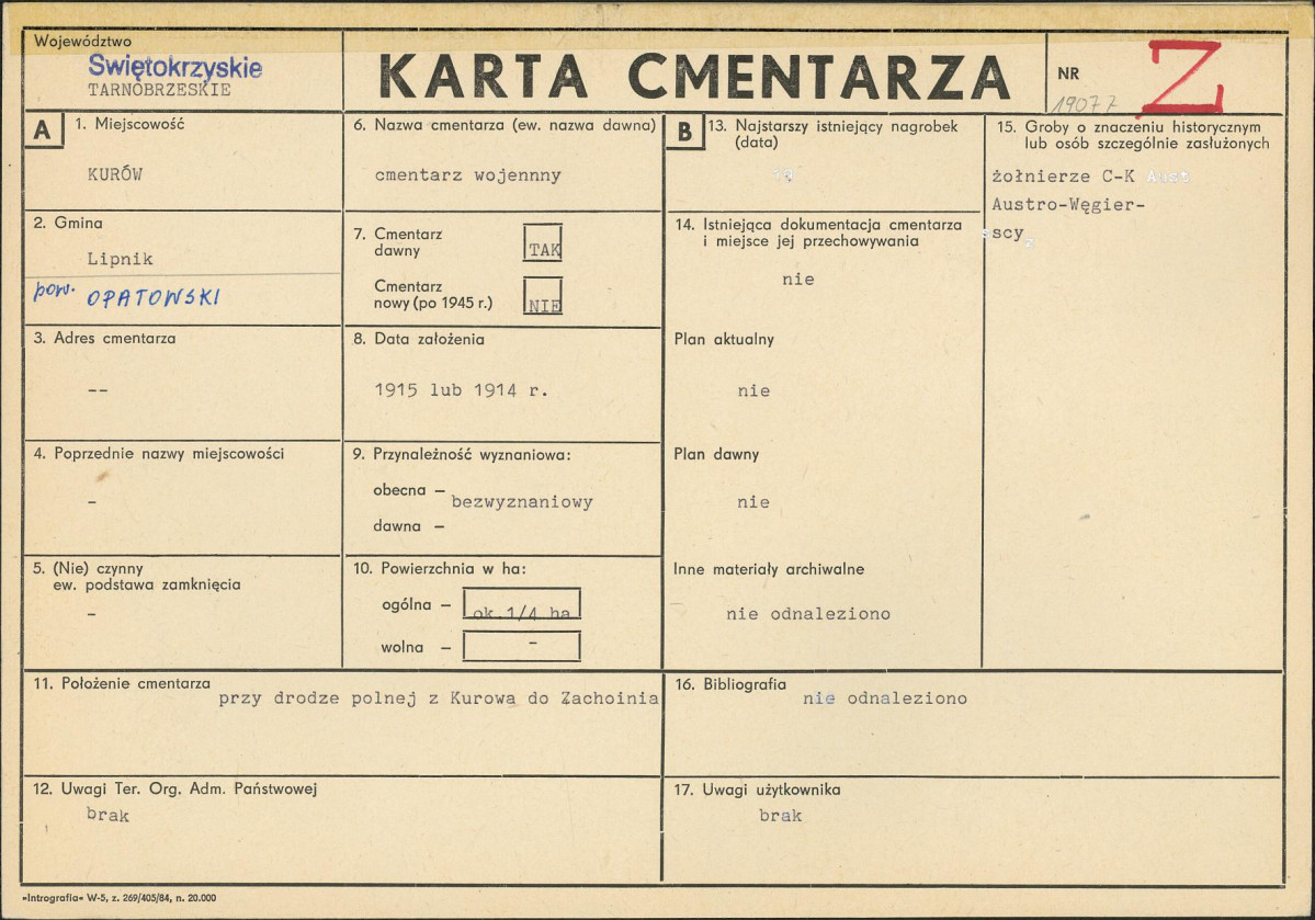 Karta cmentarza, skan nr 1