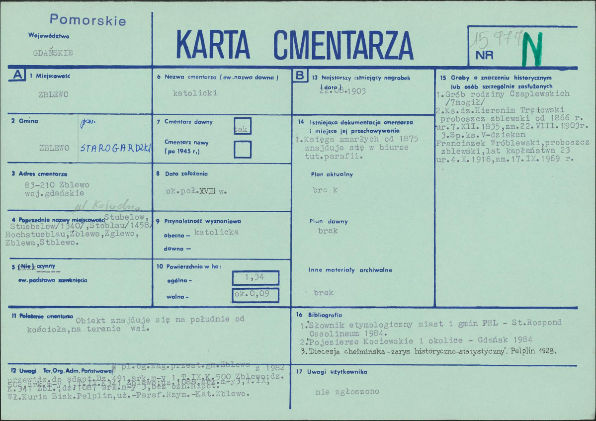 KC - Karta cmentarza, skan nr 1