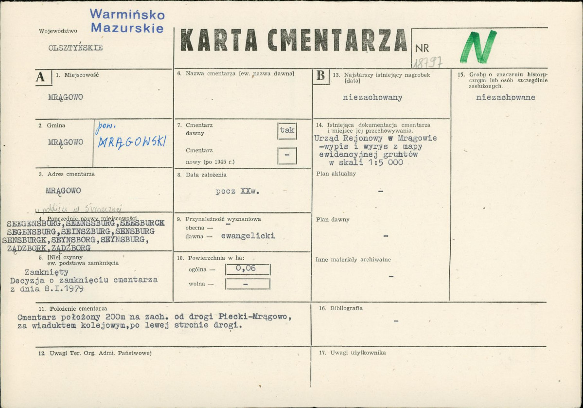 KC - Karta cmentarza, skan nr 1